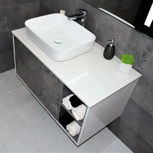 12 Тумба с раковиной REXON Ombra RX99CG/100 Glossy White/Concrete Grey