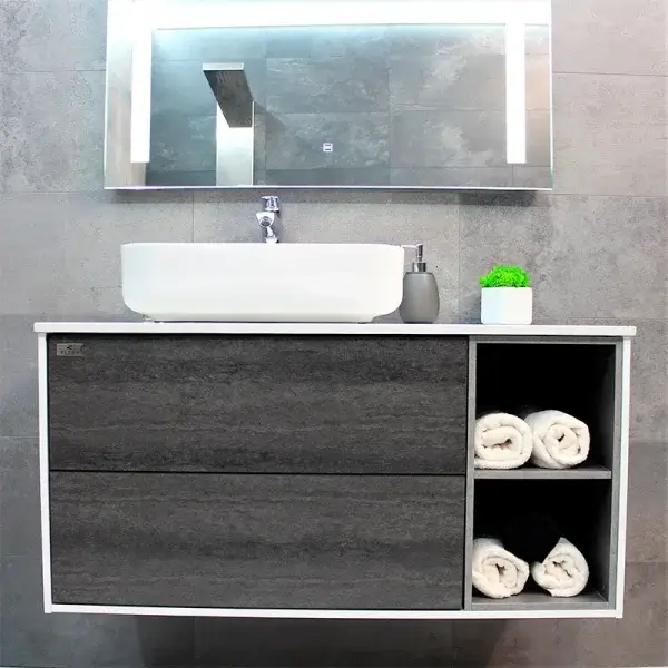 Тумба с раковиной REXON Ombra RX99ES/100 Glossy White/Concrete Grey
