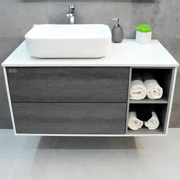 Тумба с раковиной REXON Ombra RX99ES/100 Glossy White/Concrete Grey - Зображення 10