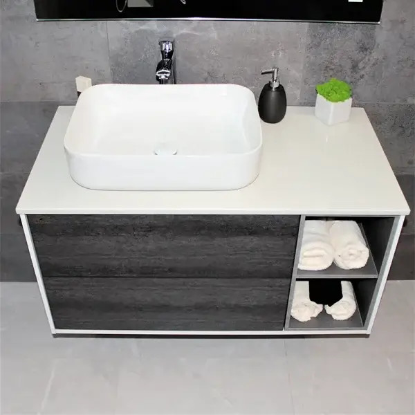 Тумба с раковиной REXON Ombra RX99ES/100 Glossy White/Concrete Grey - Зображення 9